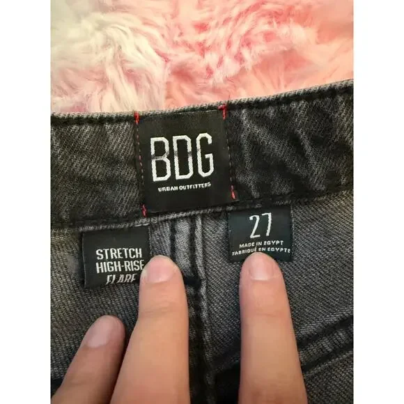 NWT BDG Urban Outfitters High Rise Flare Jeans Black Size 27 - Picture 4 of 8